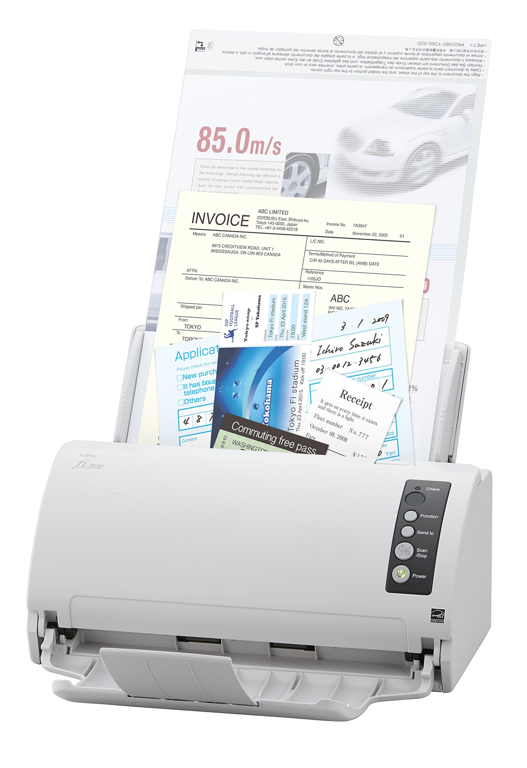 Fujitsu Fi 7030 Color Document Scanner Pa03750 B001 Adf 600 X 600 Dpi A4 27Ppm / 54 Ipm Full Speed   White